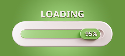 95% Progress of loading bar icon 3d render