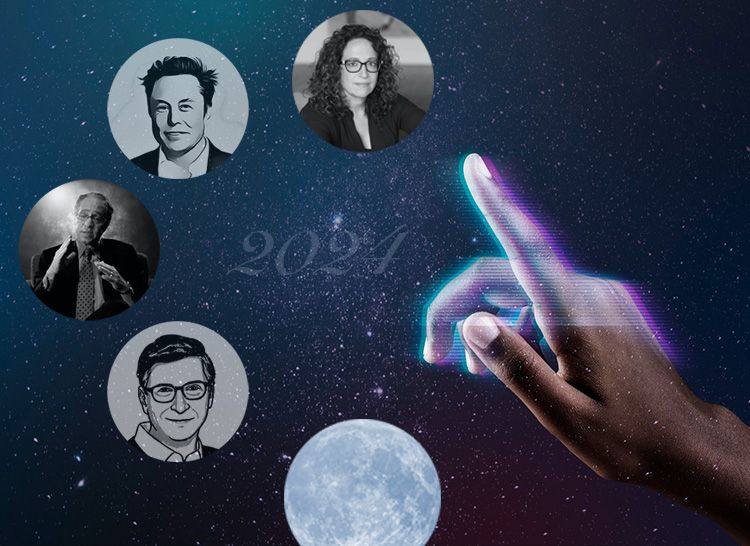 Los futuristas Ray Kurzweil y Amy Webb, el tecnólogo Elon Musk y el inversor Bill Gates